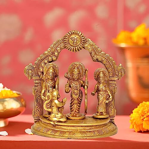 Brass Ram Darbar Statue (Height : 7.5 inches) Mandir Setting