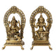 AONA Brass Goddess Laxmi Ganesha Idol - Lakshmi Ganesh Murti (8.5" Height X 5" Width, Golden)