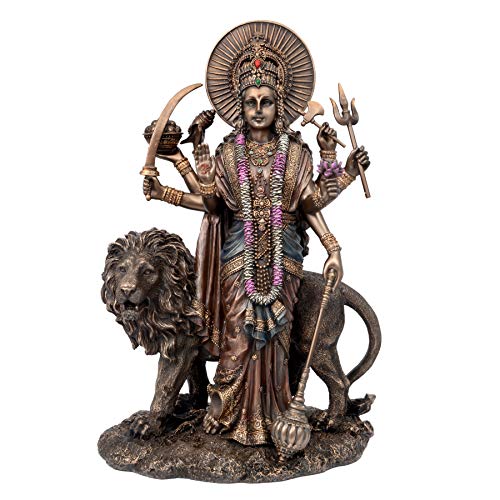 Resin Goddess Mata Durga With Lion Idol | Bronze