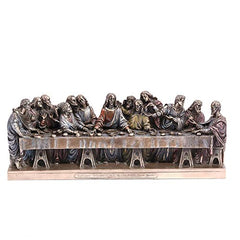 Resin Last Supper showpiece, full front view of seated apostles on a table