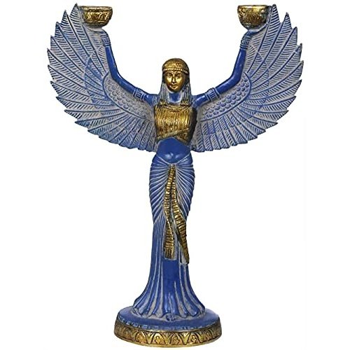 AONA Brass Egyptian Statue of Goddess ISIS with Candle Holder Goddess of Egypt Height 12 inches (Muddy)