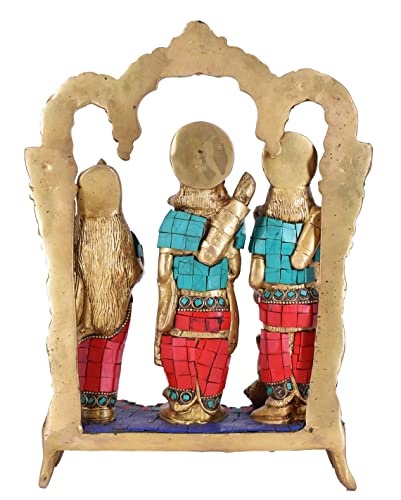 Blue Roller Ram Darbar - Lord Rama Laxman and Sita Hanuman Brass Statue Religious Sculpture Idol Home Decor