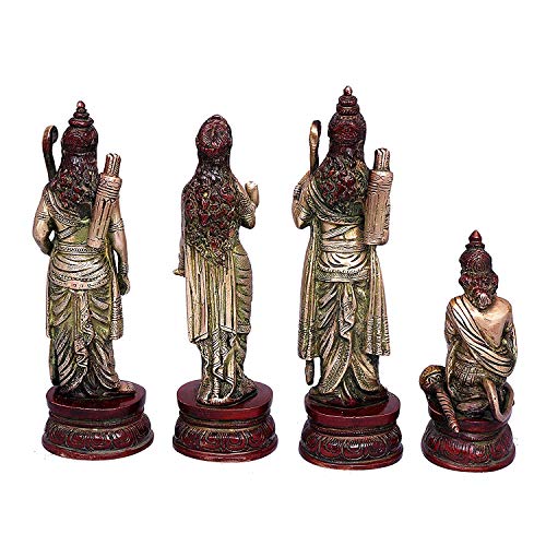 AONA Brass Ram Darbar Statue - Lord Rama Laxman Sita & Hanuman Religious Idol Indian Art Sculpture