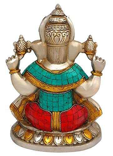 Brass Lakshmi Ganesha Idol (Height 8 Inches) Study Setting