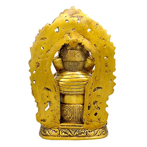 AONA Ganesha Brass Handcrafted Antique Finish Bhagwan Ganpati Sitting Idol Height 9 Inch