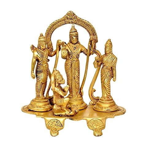 Brass Ram Darbar Murti (Height : 7 inches) Mandir Setting