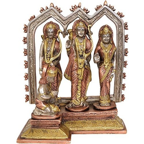 Brass Lord Ram Laxman Janki Family Statue (Height - 8 inches) Mandir Setting