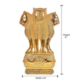 Gold metal Ashoka stambh wall decor, 8 in height x 4.8 in width